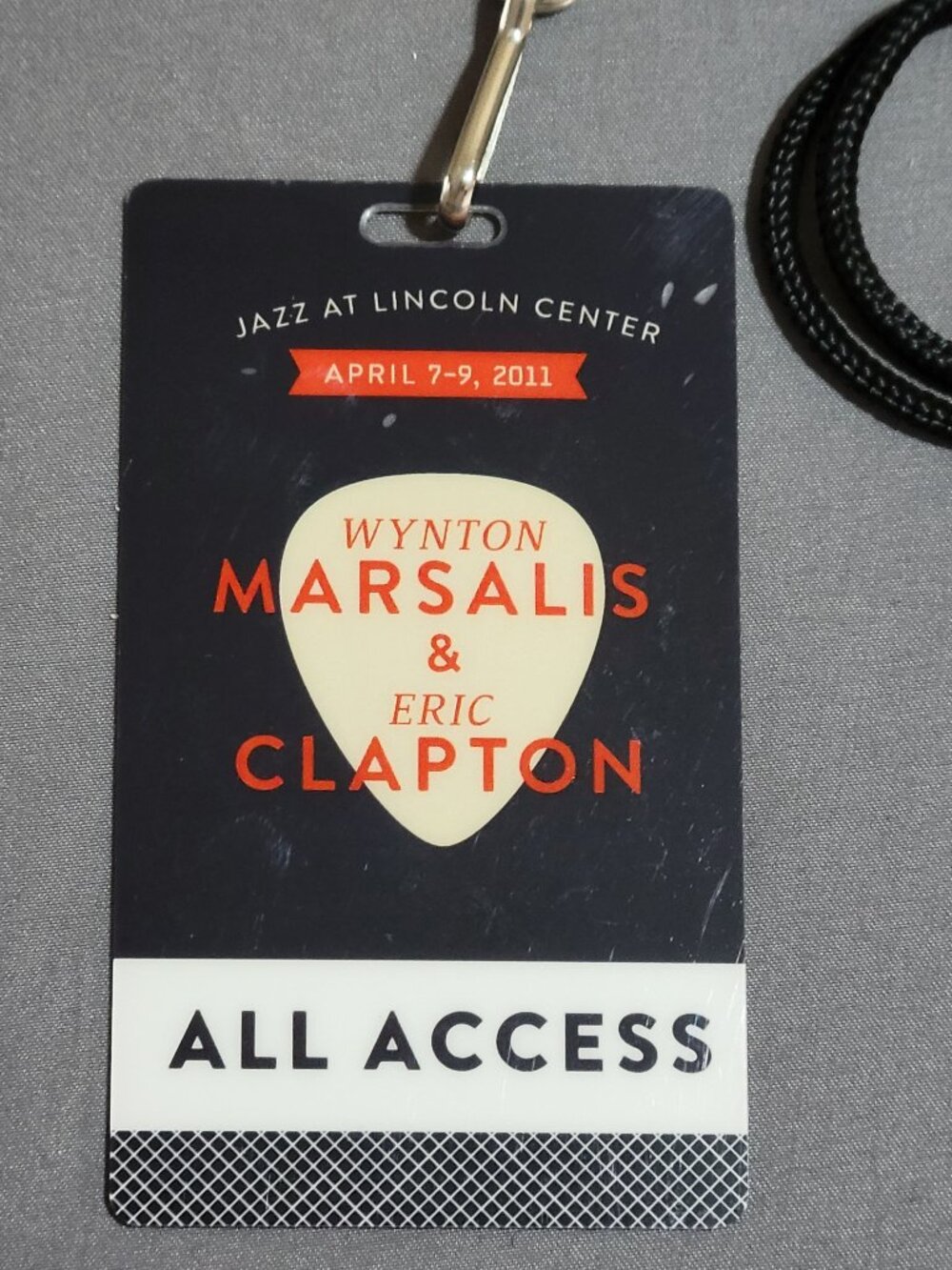 2011 Wynton Marsalis & Eric Clapton All Access Credential Jazz at Lincoln Cente